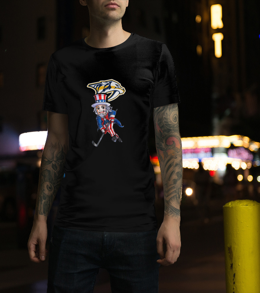 Uncle Sam Hockey With Nashville Predators For 4Th Of July Fans T-Shirt