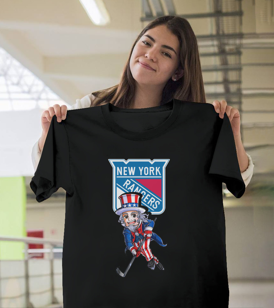 Uncle Sam Playing Hockey New York Rangers 4th of July T-Shirt