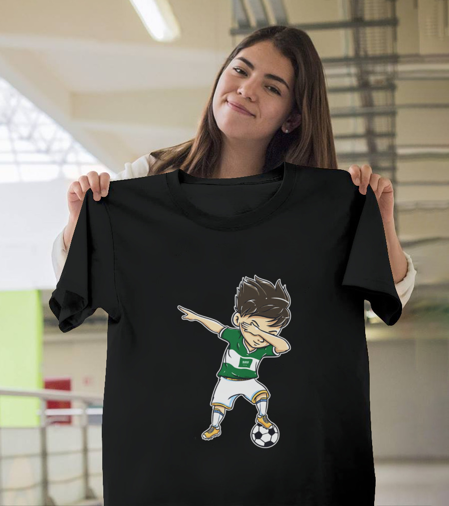Dabbing Soccer Player In Saudi Arabia Jersey With Football T-Shirt