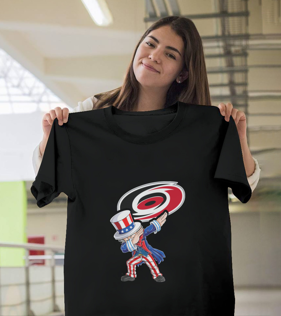 Uncle Sam Dabbing July 4th Celebration with Carolina Hurricanes T-Shirt