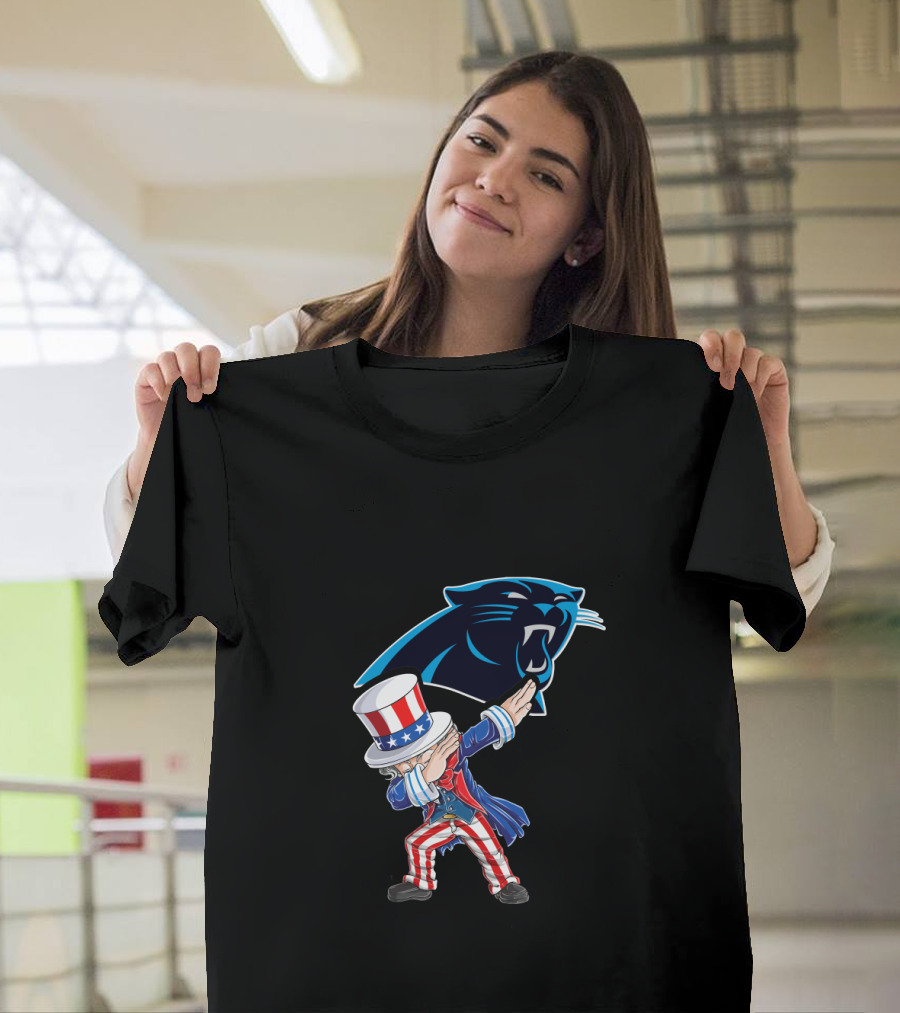 Uncle Sam Dabbing 4th July with Carolina Panthers T-Shirt