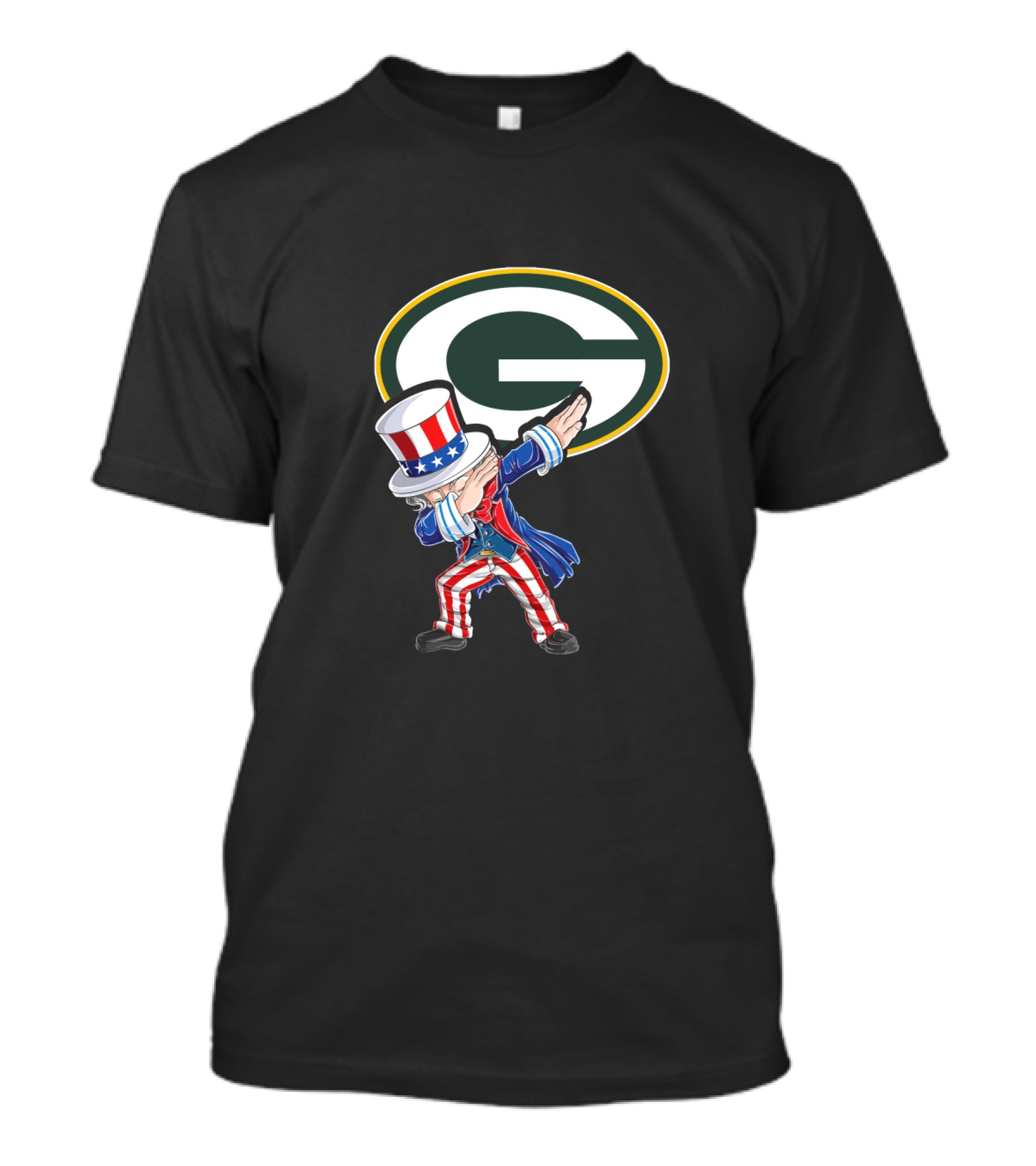 Uncle Sam Dabbing Green Bay Packers Nfl 4Th Of July T-Shirt