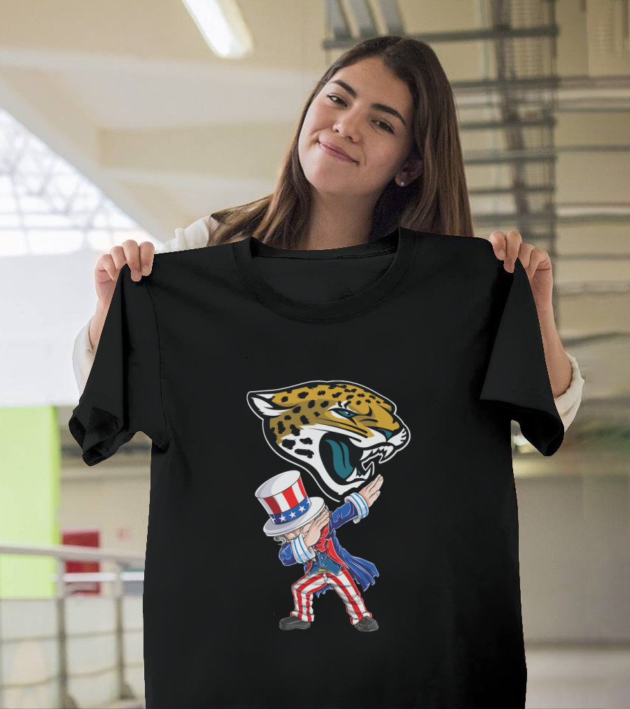 Uncle Sam Dabbing Patriotism with Jacksonville Jaguars Logo for 4th of July T-Shirt