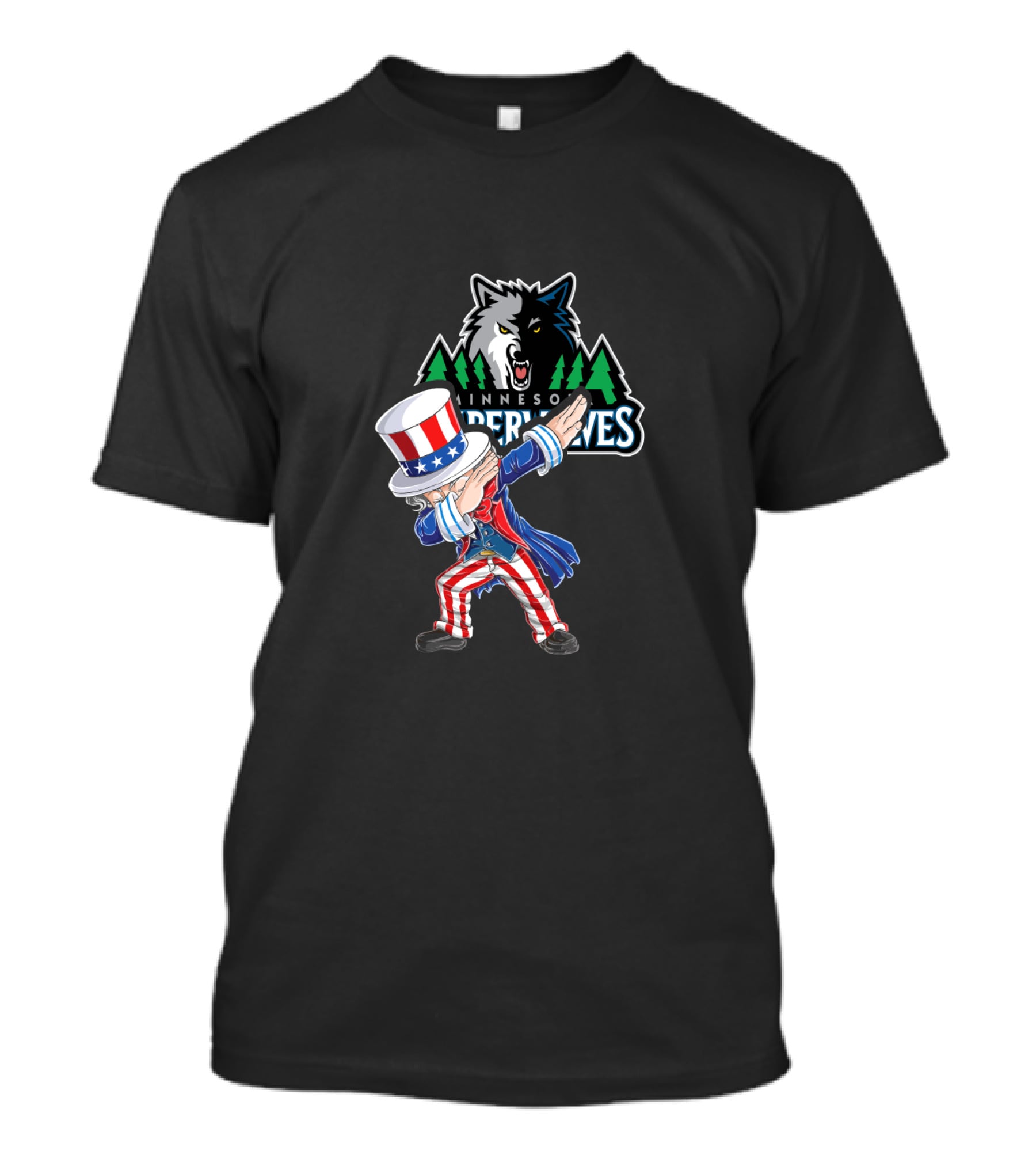 Uncle Sam Dabbing With Minnesota Timberwolves Logo Fourth Of July T-Shirt