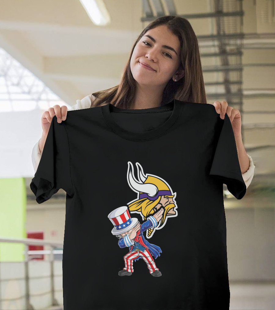 Uncle Sam Dabbing Minnesota Vikings 4Th Of July Celebration Iconic Representation T-Shirt