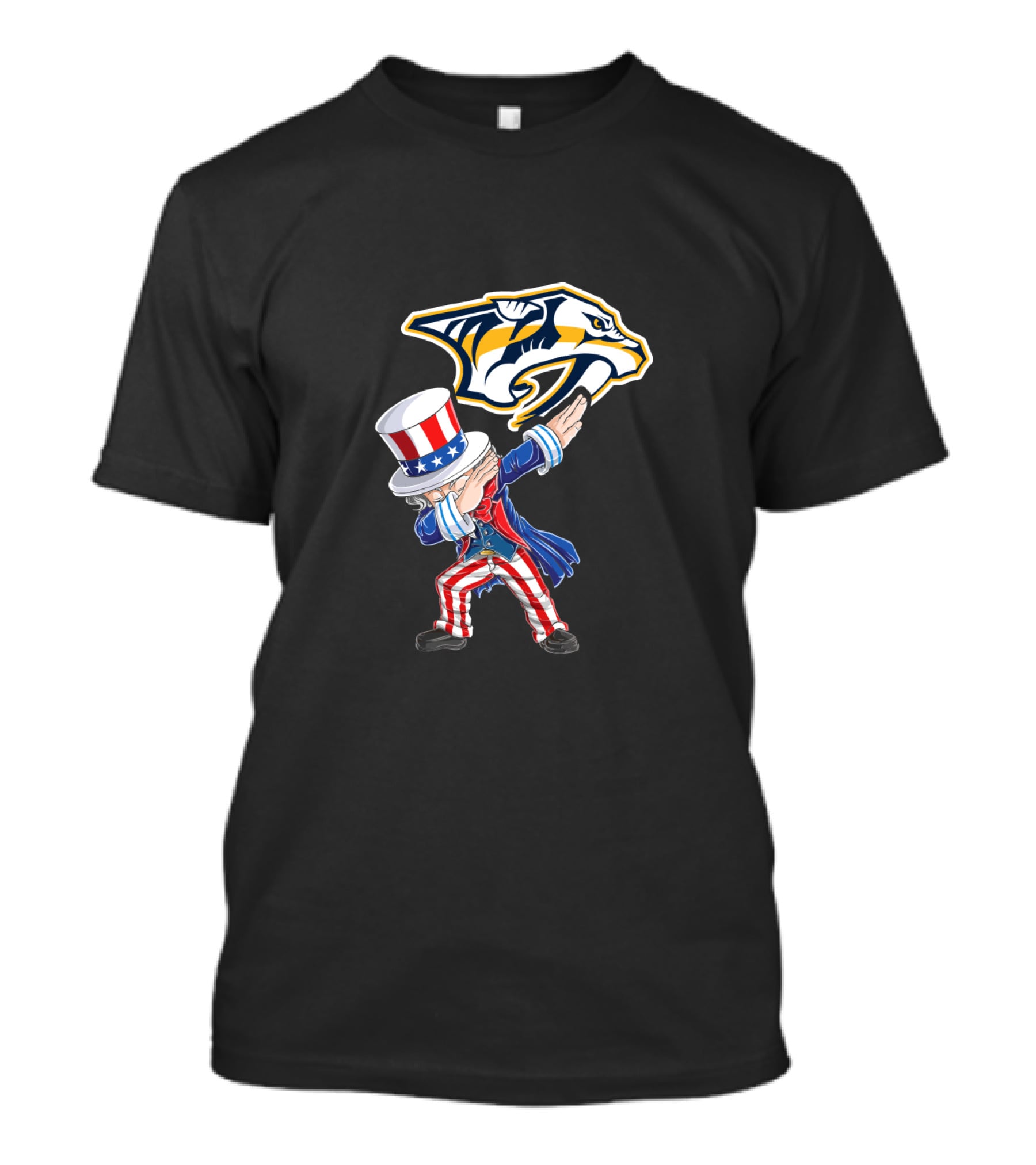 Uncle Sam Dabbing With Nashville Predators Logo 4Th July T-Shirt