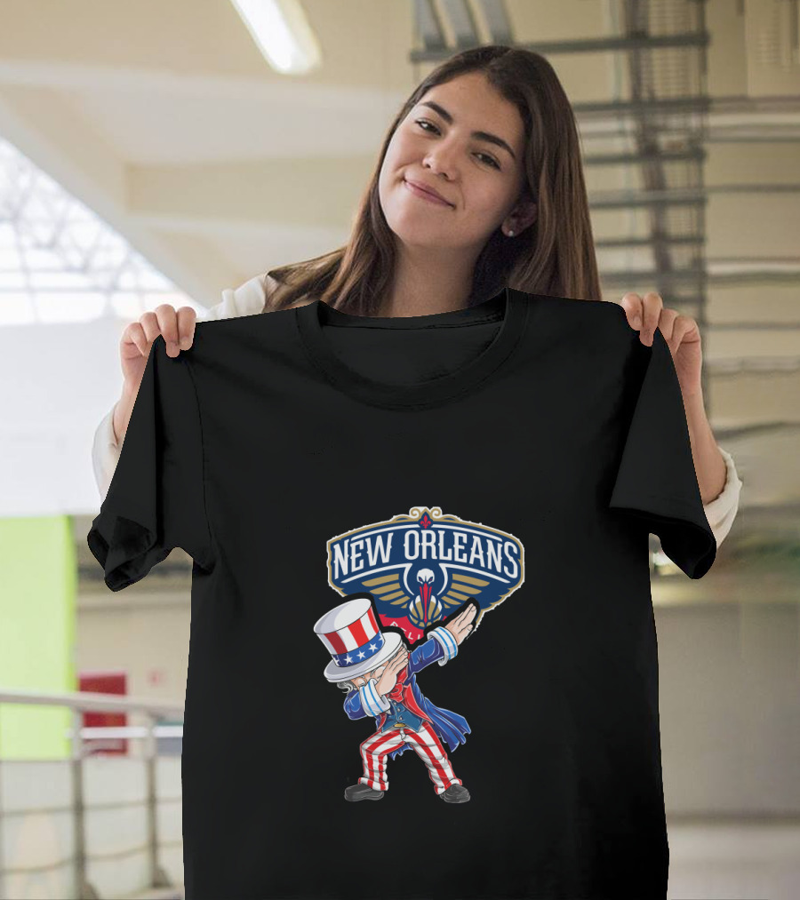 Uncle Sam Dabbing with New Orleans Pelicans Logo 4th July T-Shirt