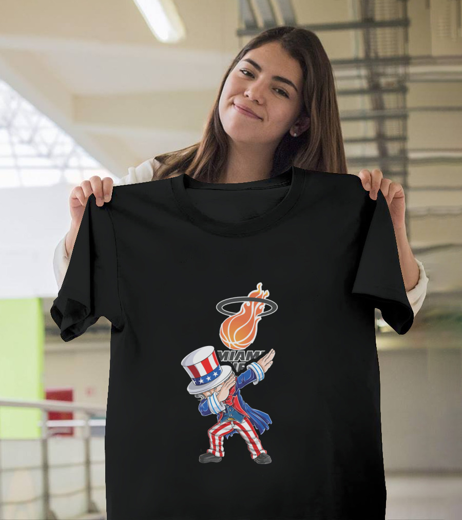 Uncle Sam Dabbing Miami Heat 4Th Of July Fans T-Shirt