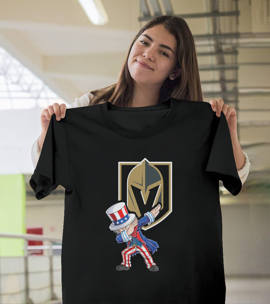 Uncle Sam Dabbing with Vegas Golden Knights Logo for 4th of July T-Shirt