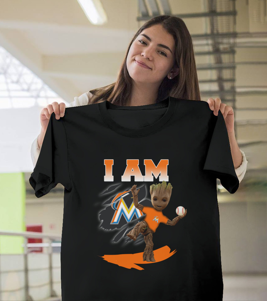 I Am Miami Marlins Groot Baseball Fan Character T-Shirt