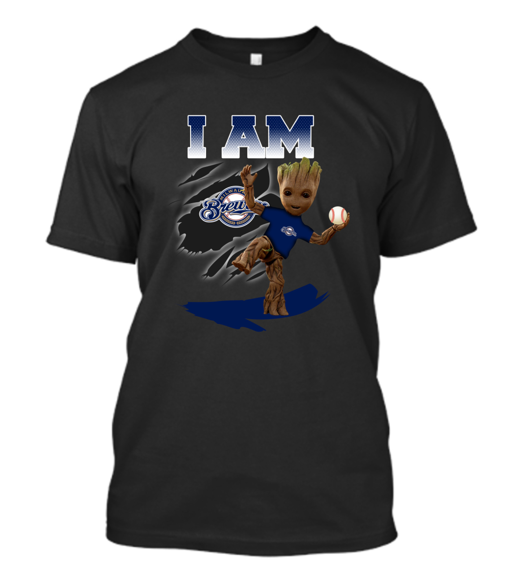 I Am Milwaukee Brewers Groot Baseball Fan T-Shirt