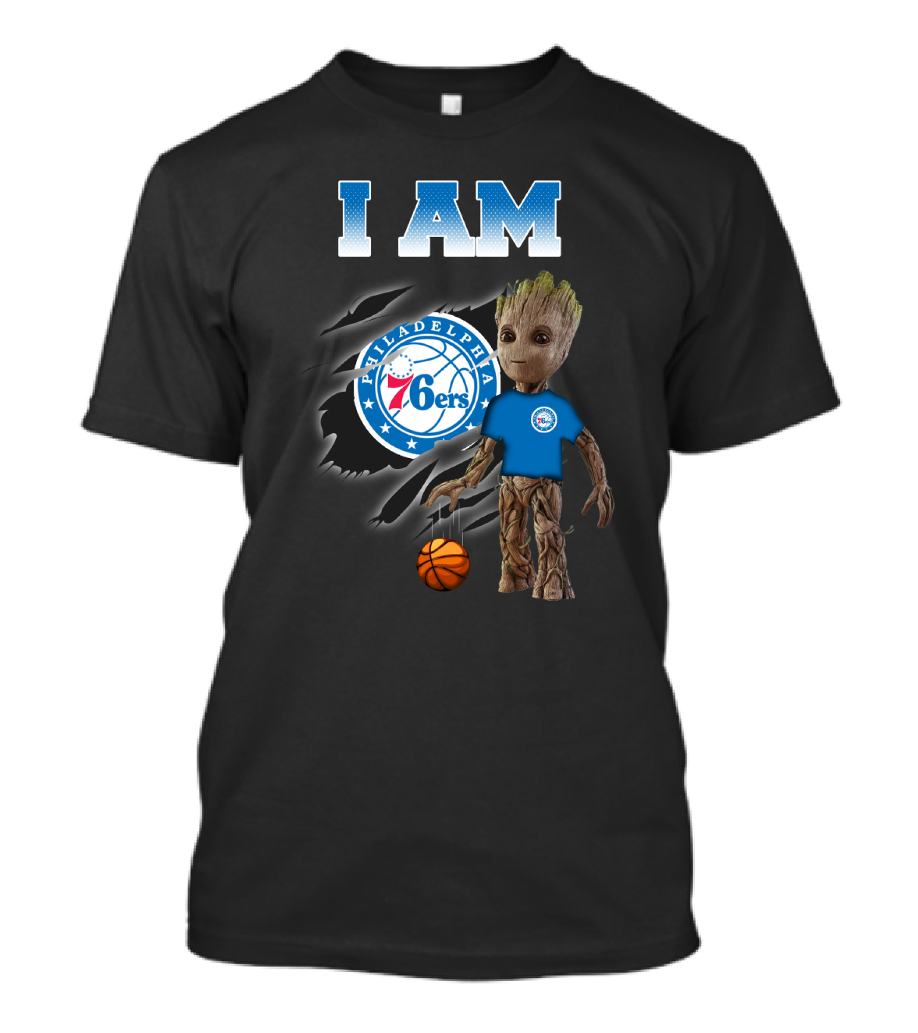 I Am Philadelphia 76ers Groot Basketball Fan T-Shirt