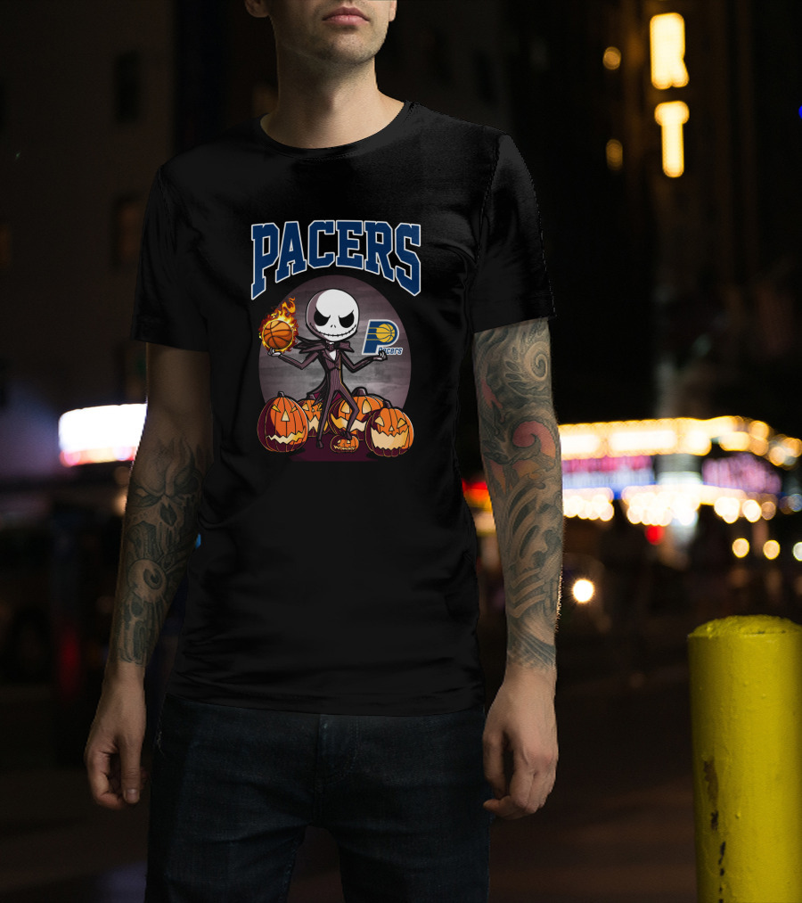 Pacers Jack Skellington Halloween Indiana Basketball Pumpkins T-Shirt