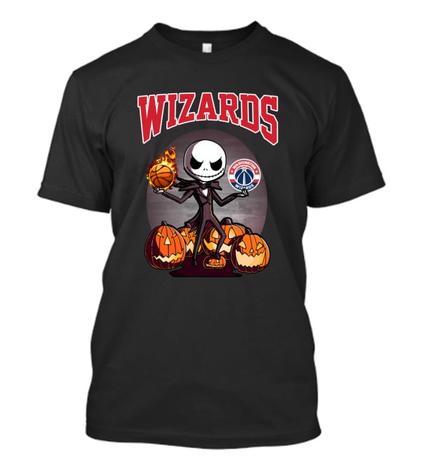 Jack Skellington Halloween Washington Wizards Basketball With Pumpkins T-Shirt