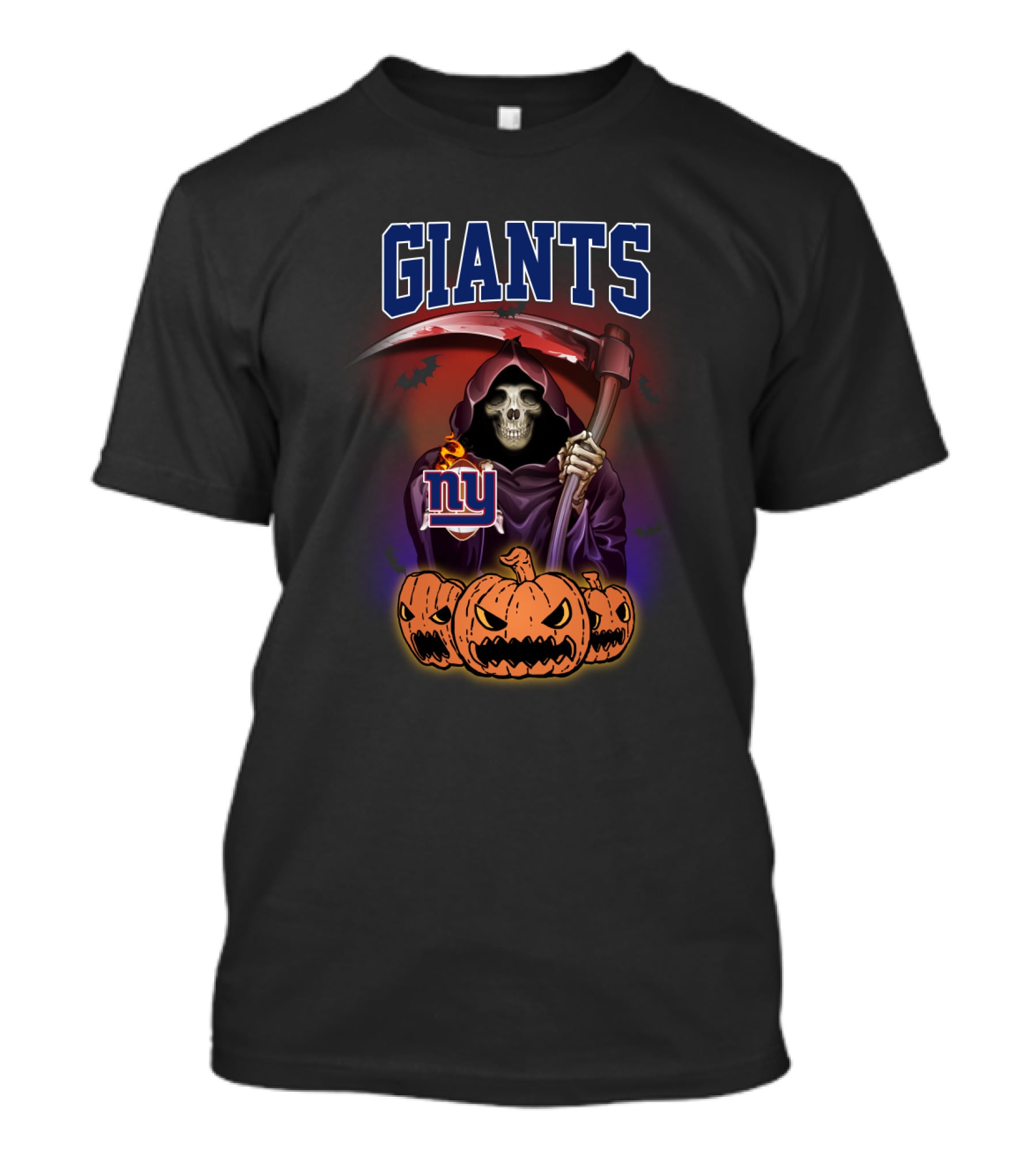 Giants Reaper Halloween New York Scythe And Jack-O'-Lanterns T-Shirt