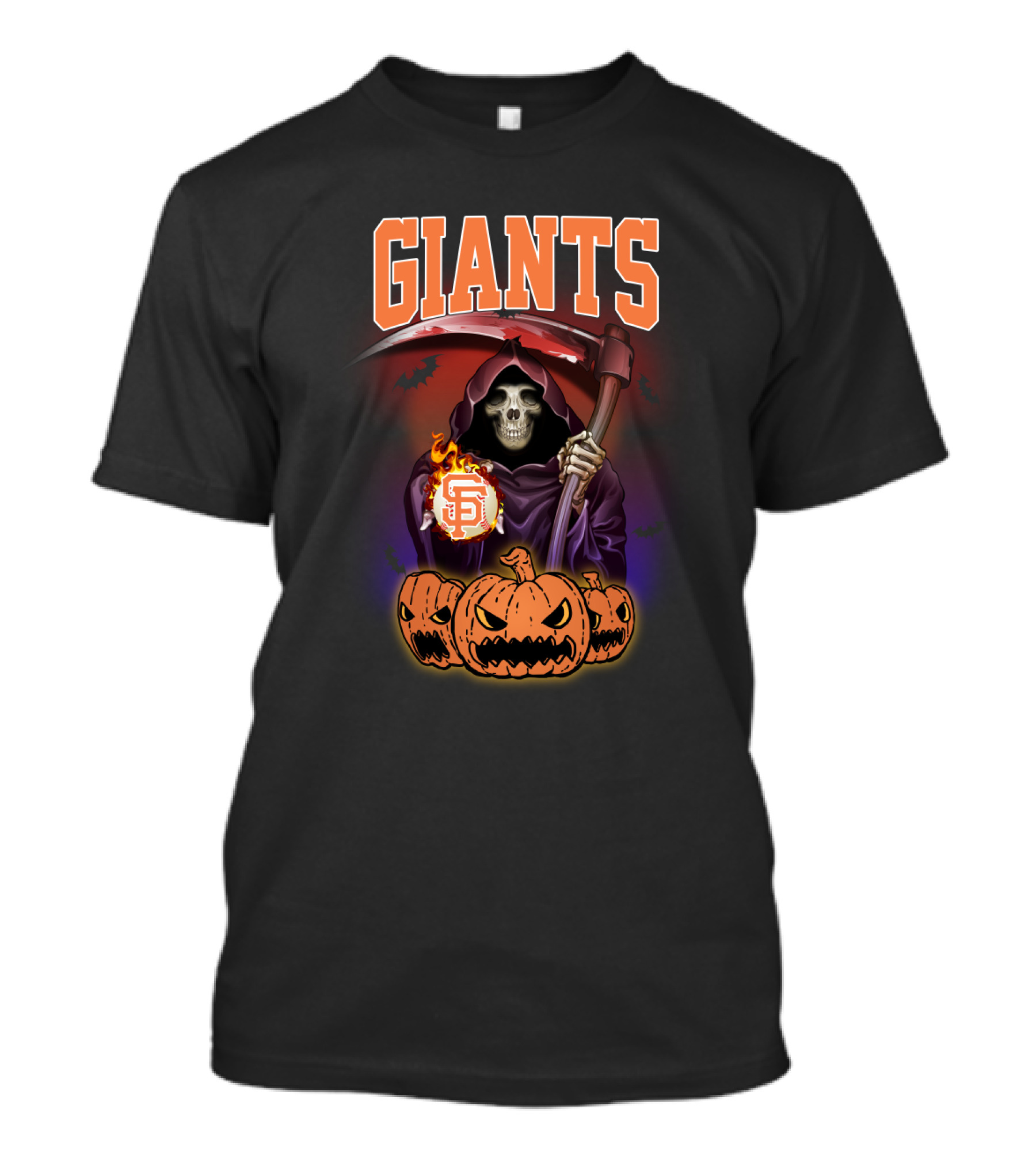 San Francisco Giants Grim Reaper Halloween Baseball Pumpkin T-Shirt