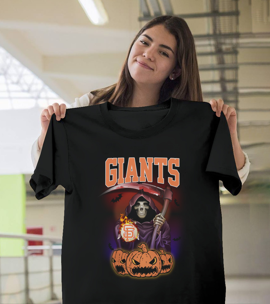 San Francisco Giants Grim Reaper Halloween Baseball Pumpkin T-Shirt