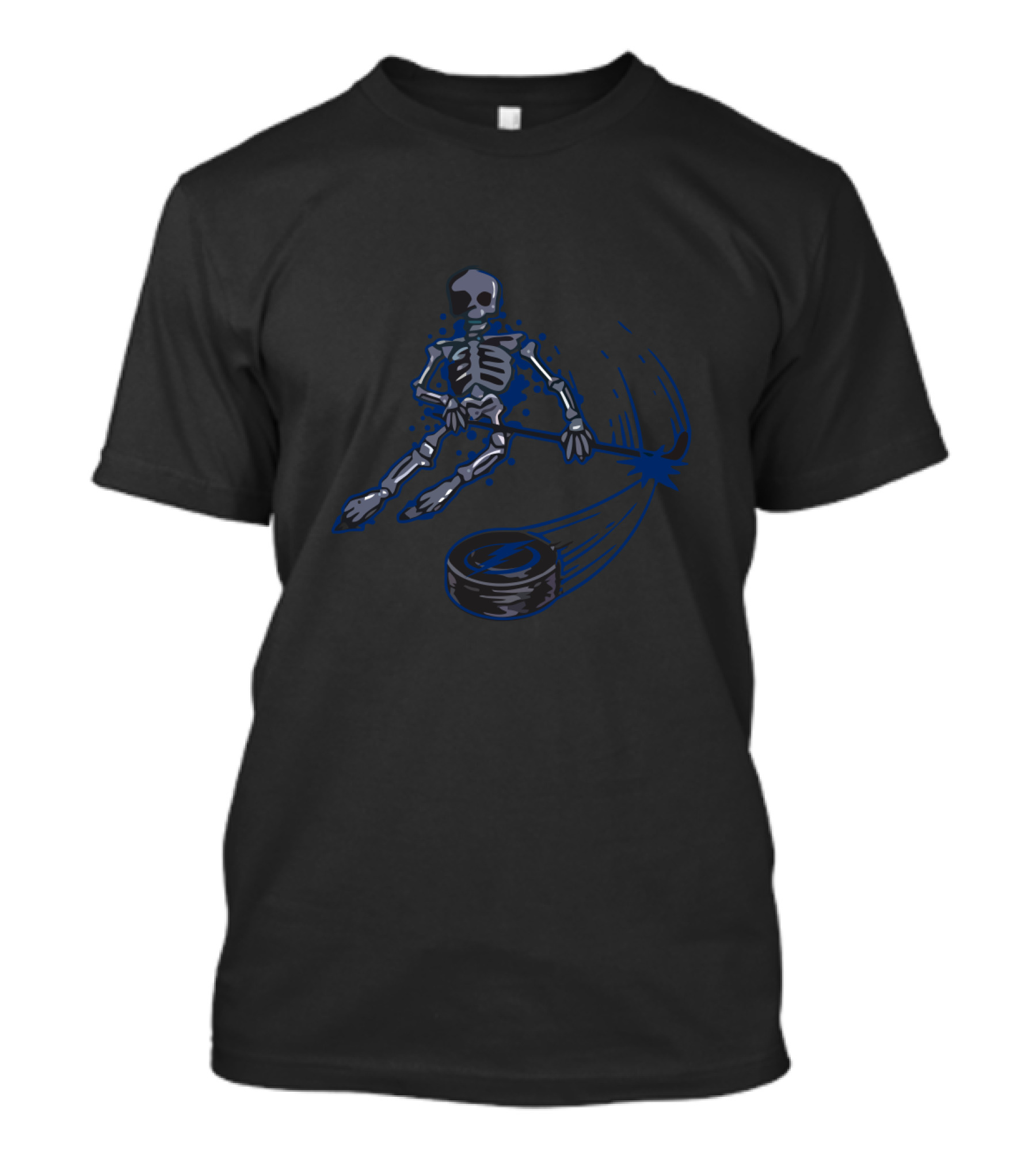 Skeleton Ice Hockey Tampa Bay Lightning Puck-Shooting Action T-Shirt