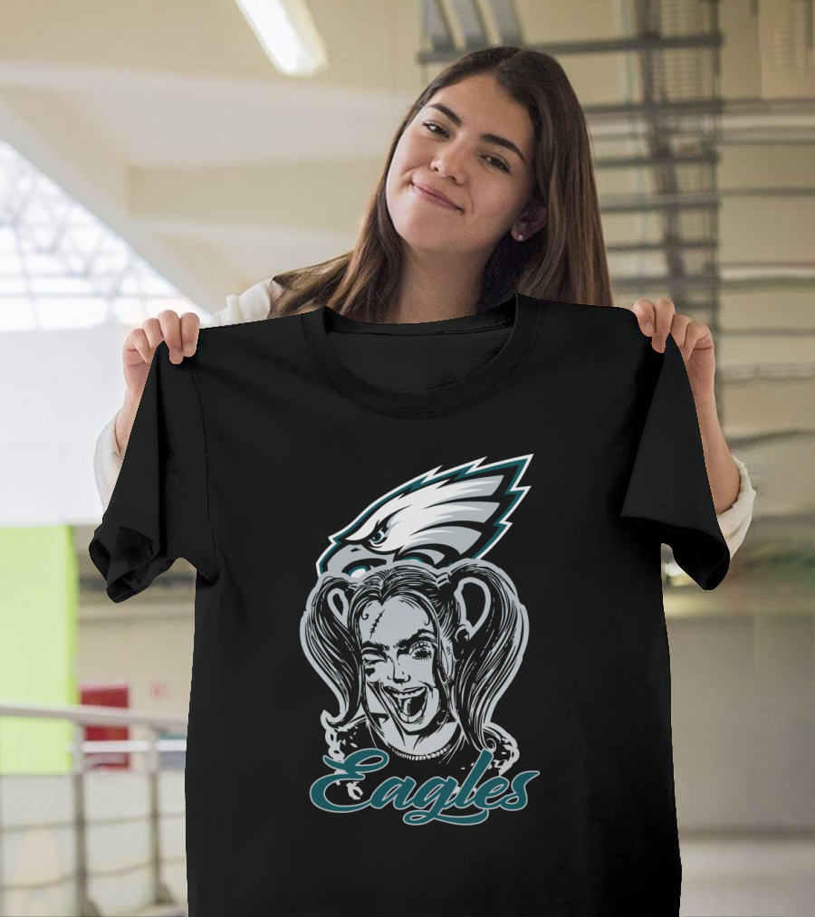 Harley Quinn Eagles Fan With Philadelphia Eagles T-Shirt