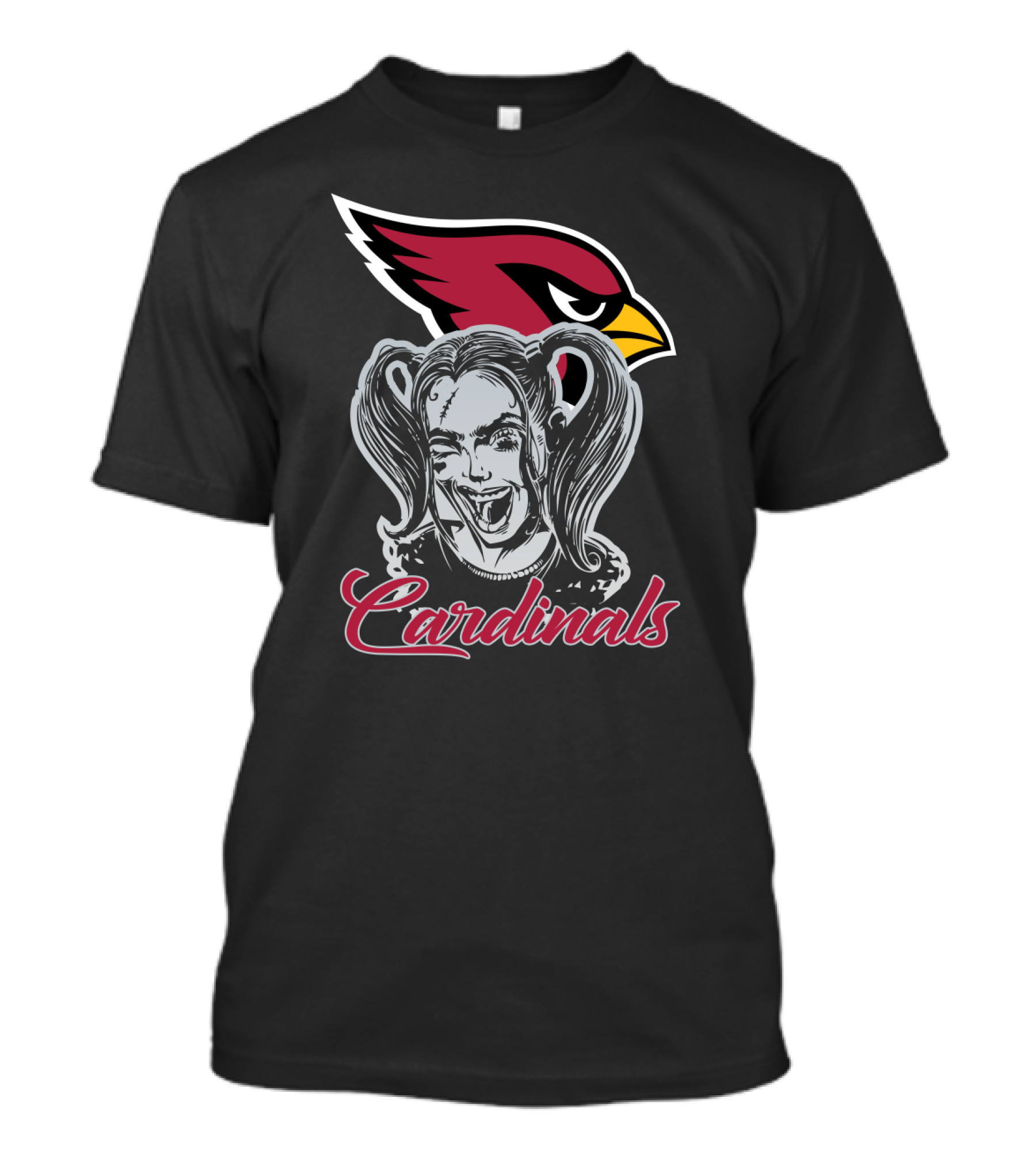 Harley Quinn And Arizona Cardinals Fans Enthusiast Icon With Cardinal Logo And Bold T-Shirt