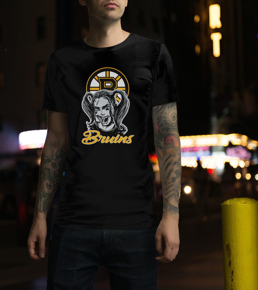 Harley Quinn Meets Bruins Fanatic With Iconic Boston Bruins T-Shirt