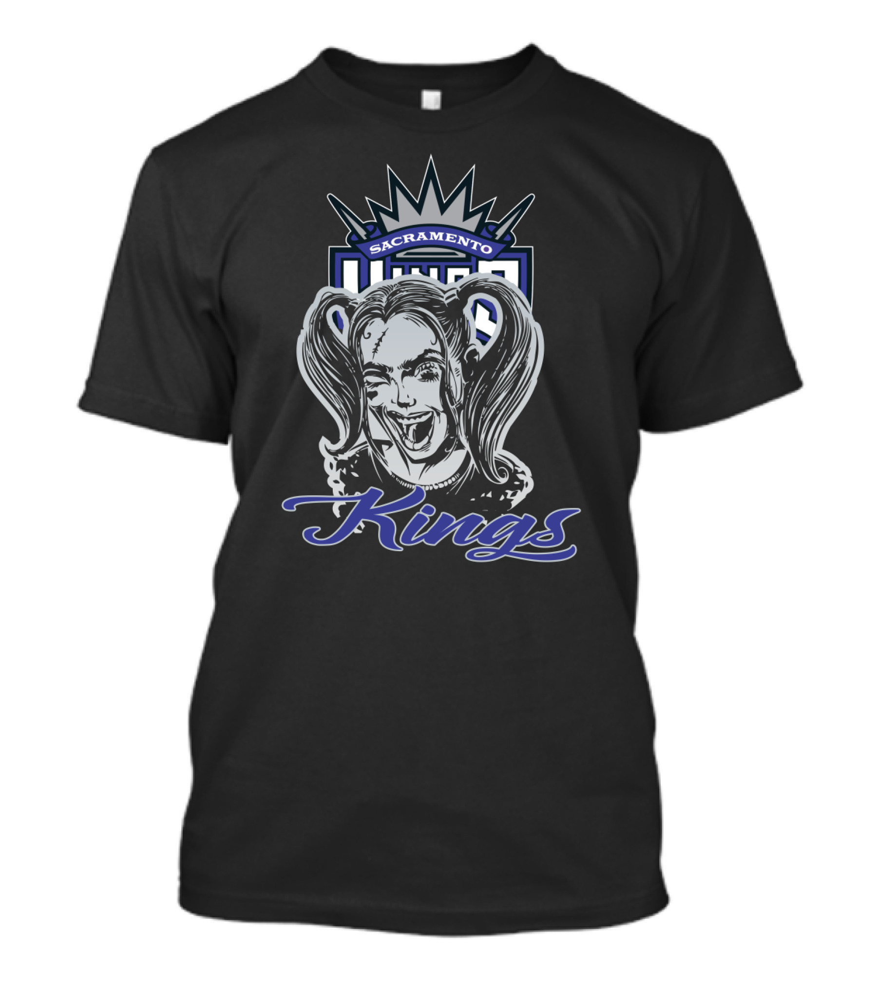 Harley Quinn Sacramento Kings Fans Logo Face T-Shirt