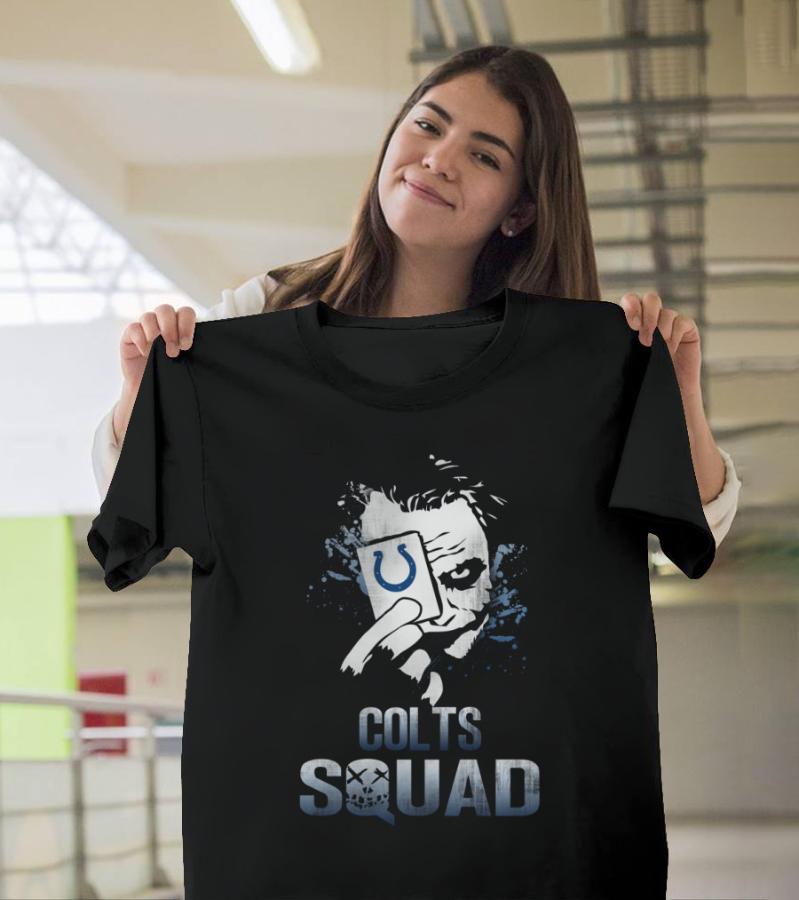 Colts Squad Joker Holding Indianapolis Colts Logo Card T-Shirt