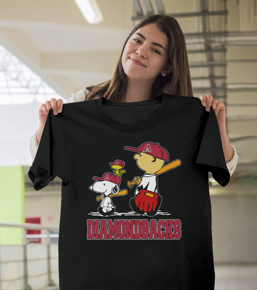 Diamondbacks Snoopy Charlie Brown Woodstock Baseball Fans T-Shirt