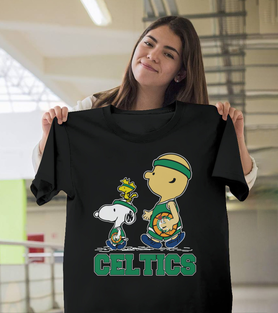 Celtics Snoopy And Friends With Basketball T-Shirt