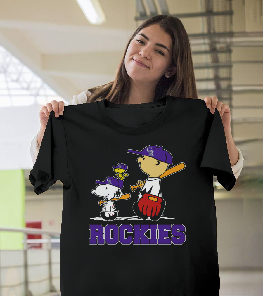 Snoopy Woodstock Rockies Fans Baseball Team Gear T-Shirt