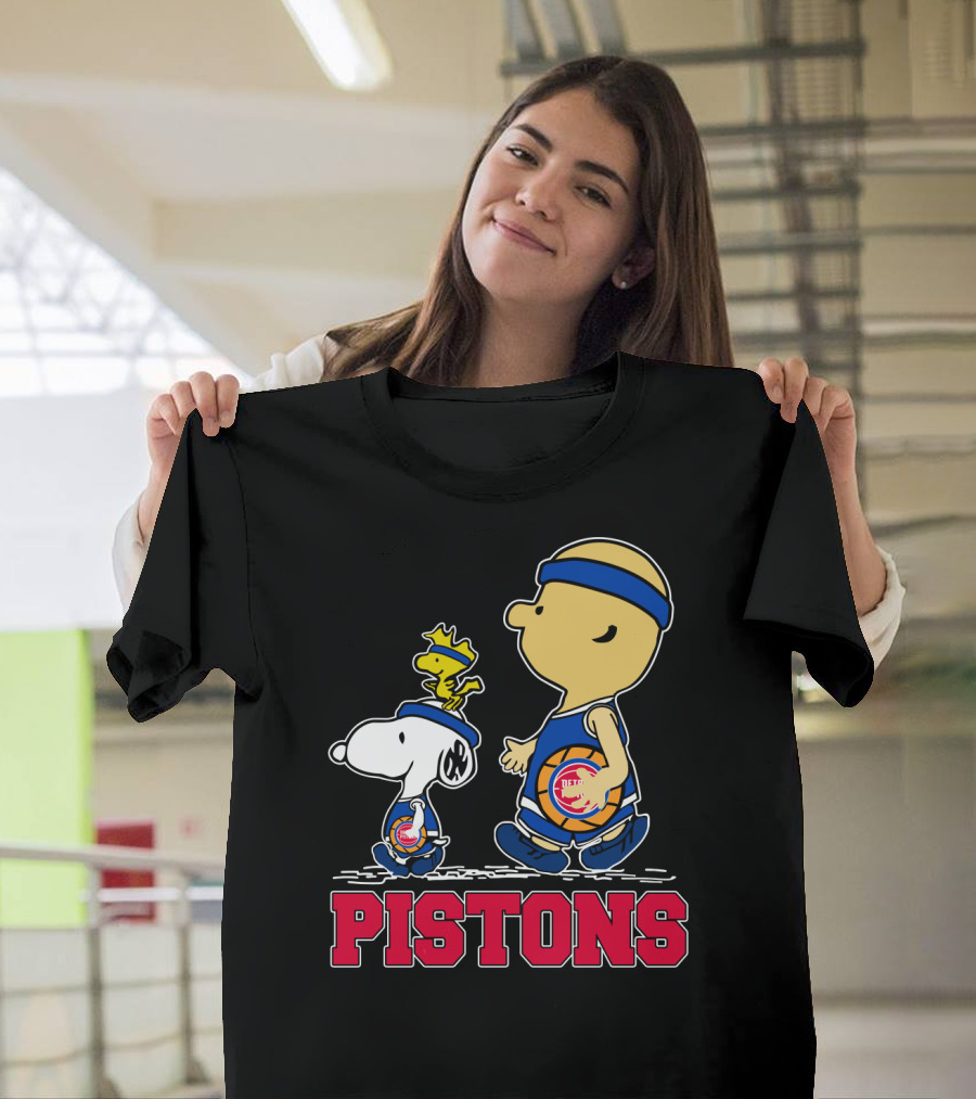 Pistons Basketball Snoopy And Woodstock Detroit Fans T-Shirt