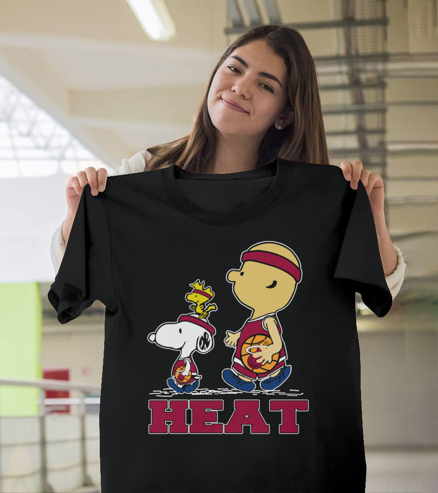 Snoopy Woodstock Heat Team Fans Miami Basketball T-Shirt