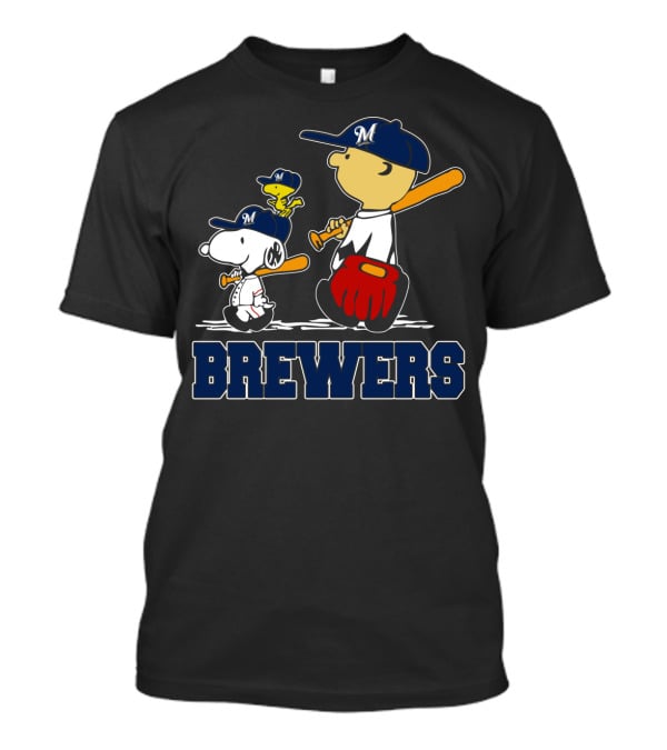 Snoopy Woodstock Charlie Brown Milwaukee Brewers Baseball Fans T-Shirt
