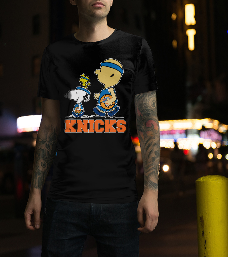 Snoopy Woodstock New York Knicks Basketball Fans Peanuts Characters T-Shirt