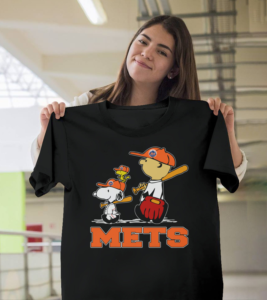 Snoopy Woodstock And New York Mets Baseball Fans T-Shirt