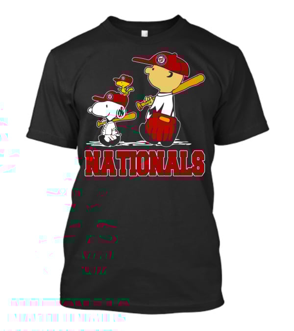 Snoopy And Peanuts Characters With Washington Nationals Baseball Fans T-Shirt