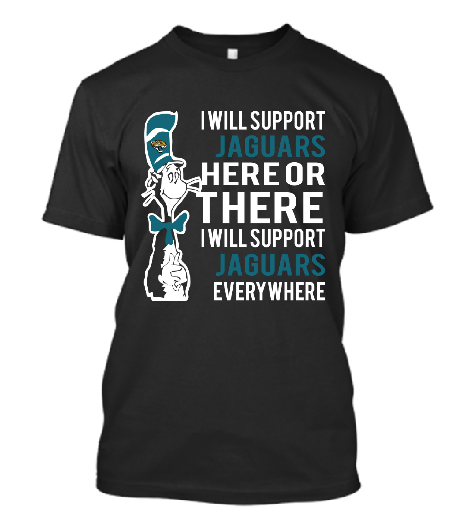 Dr Seuss Cat In Hat Supports Jacksonville Jaguars Everywhere T-Shirt