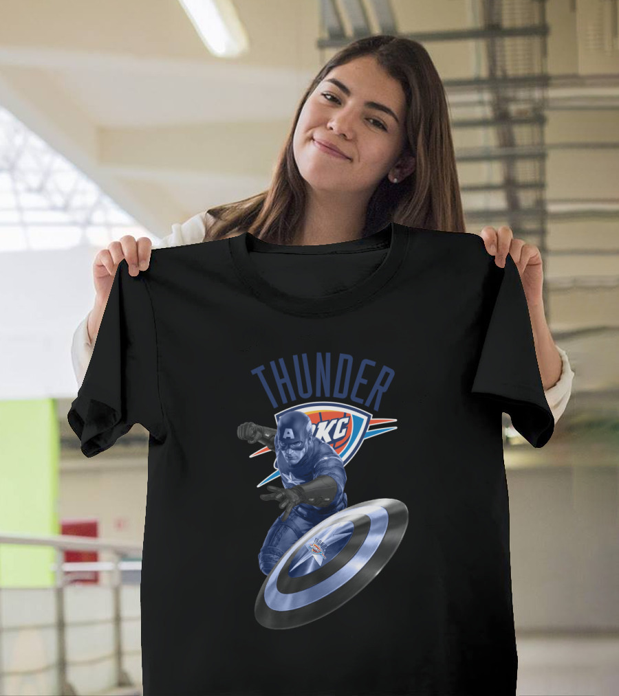 Thunder Okc Captain America Shield Crossover T-Shirt
