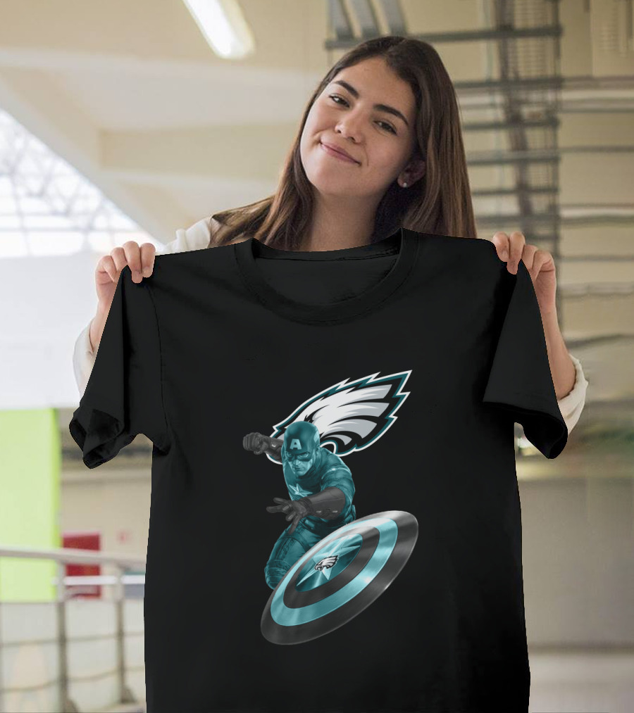 Philadelphia Eagles Captain America Shield Hero T-Shirt