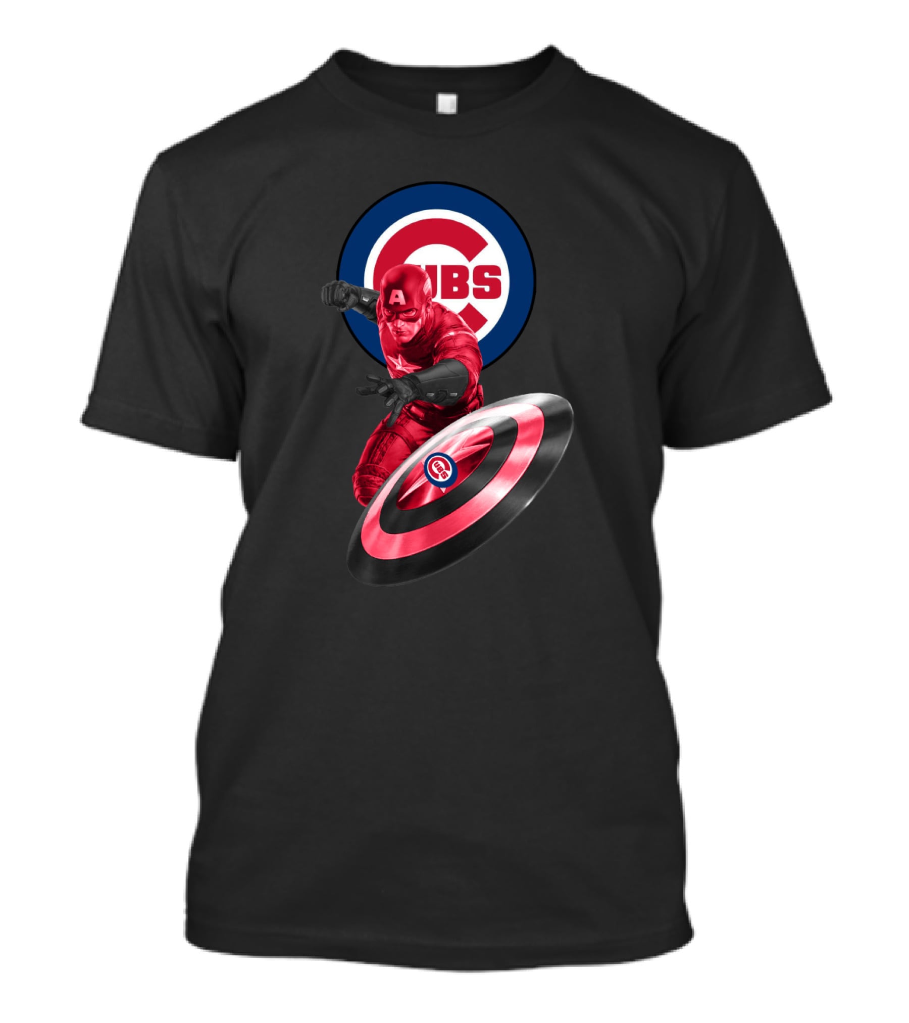 Chicago Cubs And Captain America Fans United With Iconic Shield T-Shirt