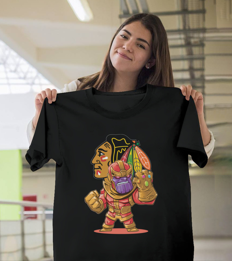Thanos Chicago Blackhawks Fans Crossover Mashup T-Shirt