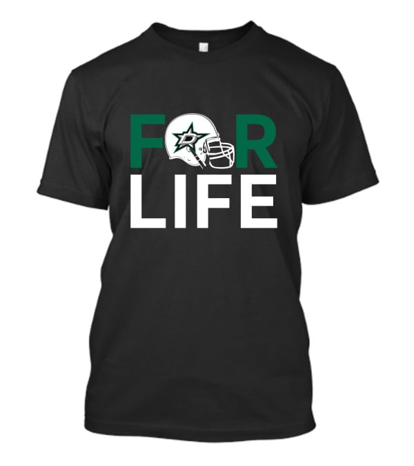 Dallas Stars For Life Helmet Logo Iconic Fan Support T-Shirt