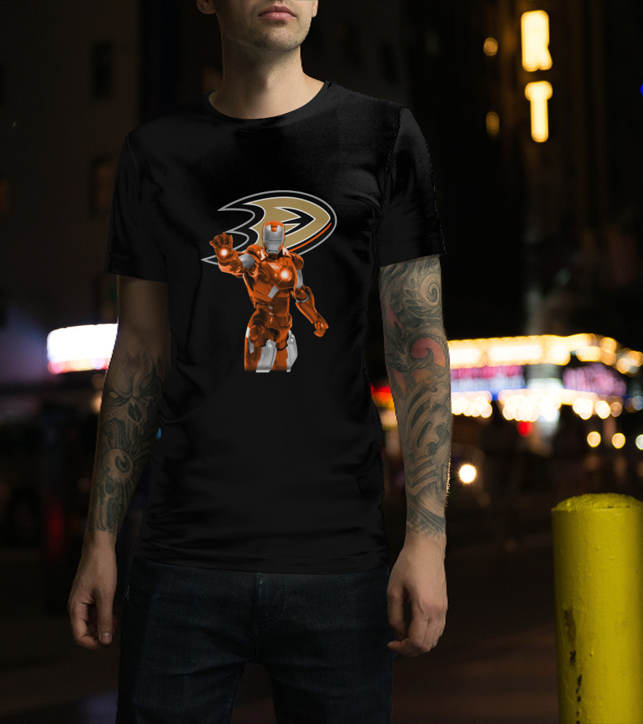 Anaheim Ducks Iron Man Crossover With Iconic Team T-Shirt