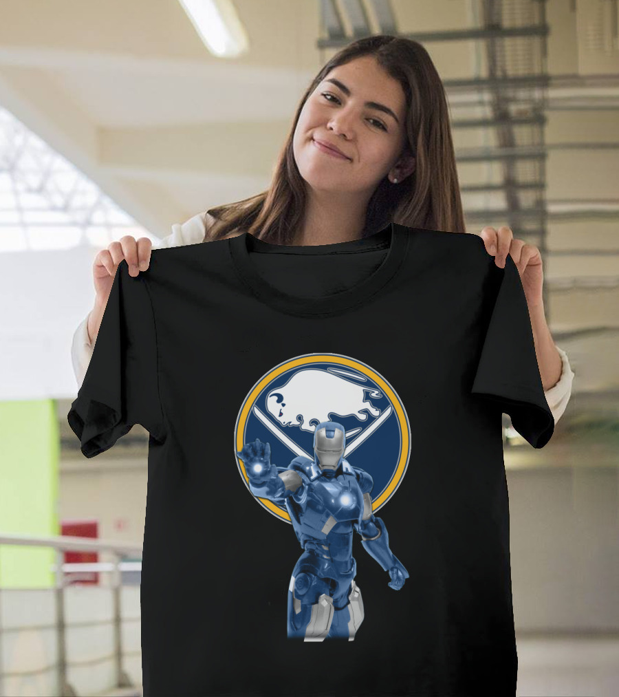 Iron Man Buffalo Sabres Hockey Marvel Crossover T-Shirt