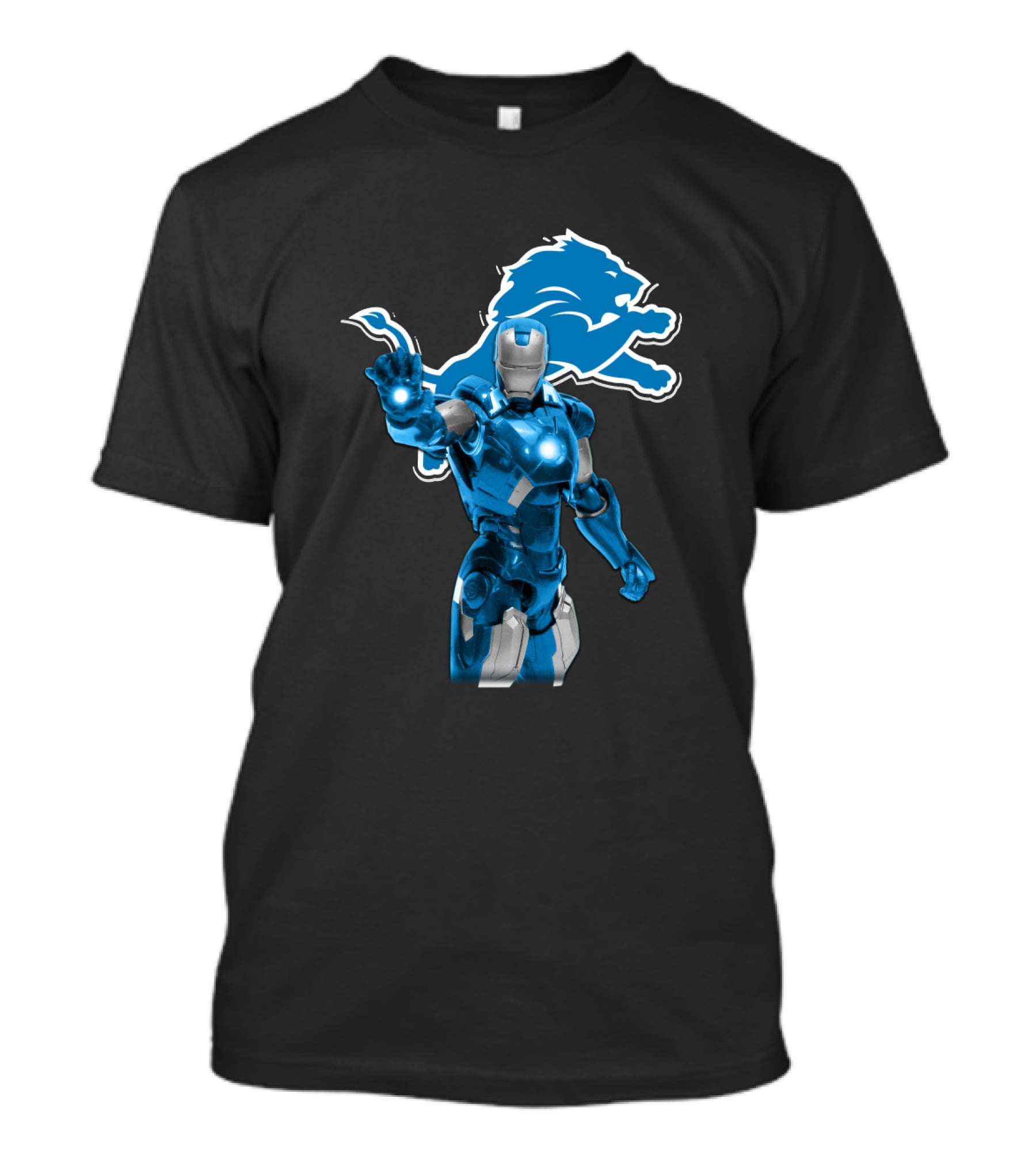 Iron Man Detroit Lions Fans Robot Warrior T-Shirt