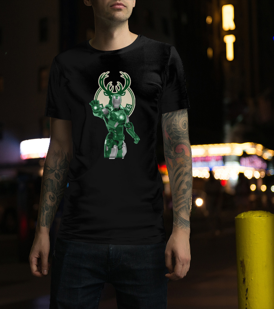 Iron Man Milwaukee Bucks Marvel Crossover Fan T-Shirt