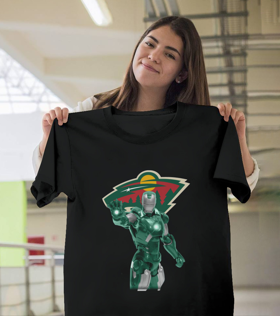 Minnesota Wild Iron Man Mashup Hockey Marvel Crossover T-Shirt