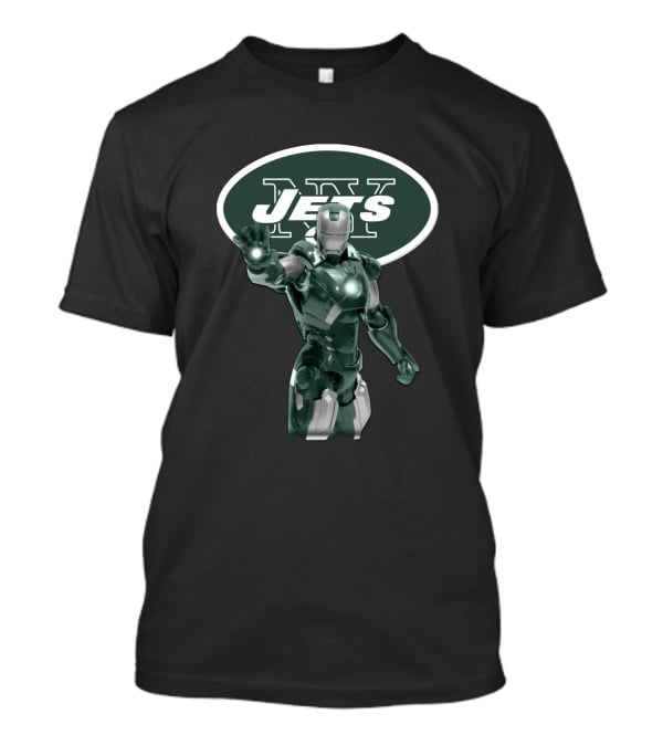 Iron Man New York Jets Marvel Superhero Nfl Fan Crossover T-Shirt