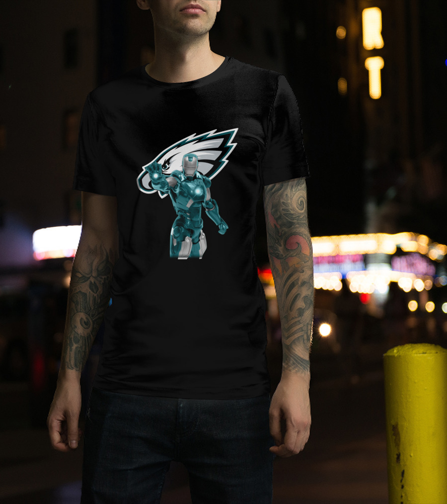 Iron Man Philadelphia Eagles Fans Marvel Team Crossover T-Shirt
