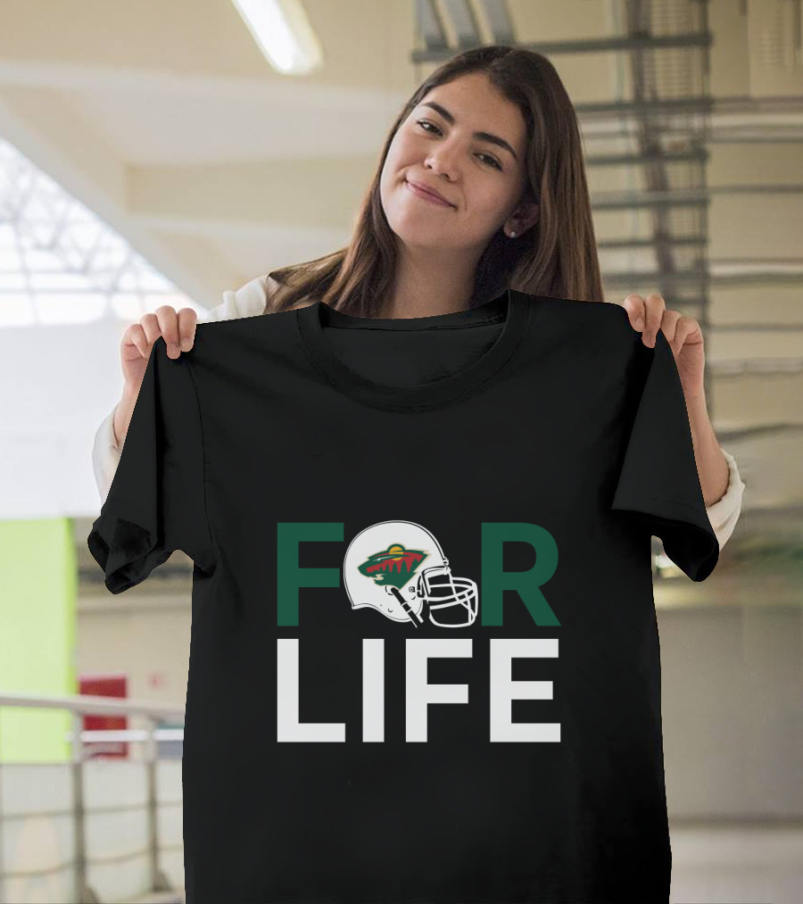 Minnesota Wild Hockey Helmet For Life T-Shirt